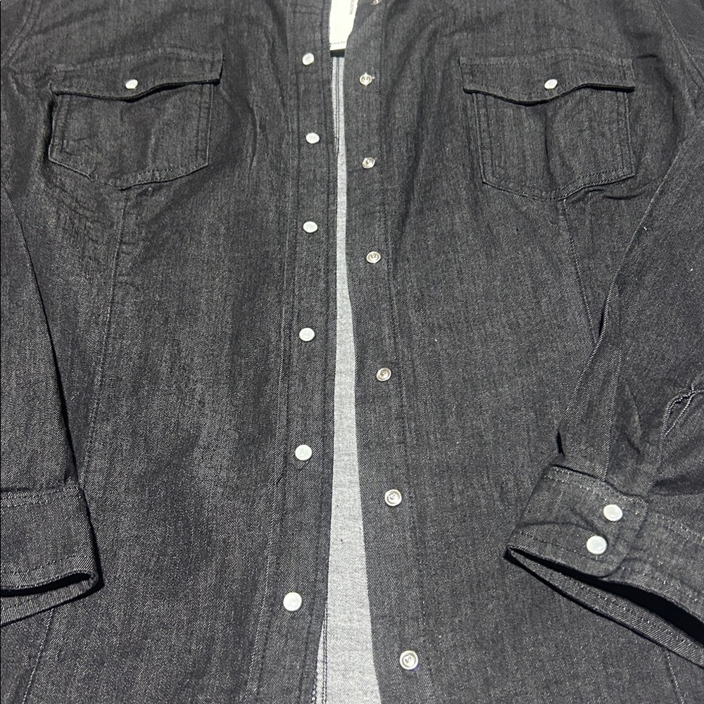 (NWT) Ettelo Black Denim Snap Shirt (Men XL) - Picture 4 of 9